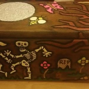 Beautiful hand carved and hand painted keepsake box